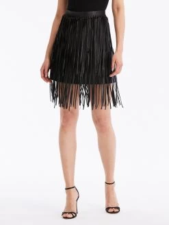 Fringe Detail Leather Skirt -Odlr f24152 03 Z 23FN4022LEA BLK 1920x2551 1