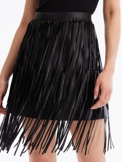 Fringe Detail Leather Skirt -Odlr f24152 04 Z 23FN4022LEA BLK 1920x2551 1