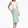 Boucle Windowpane Tweed Pencil Skirt