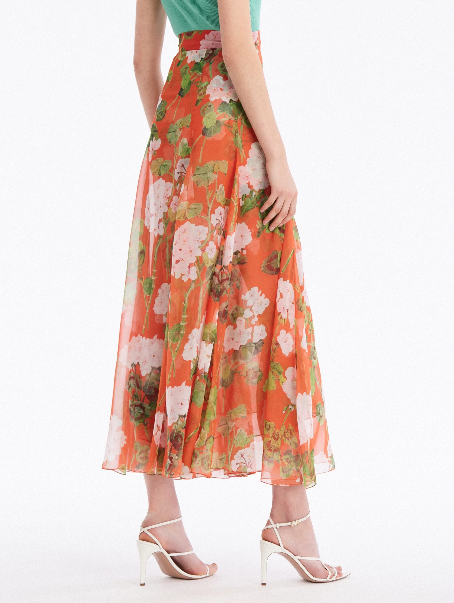 Geranium Silk Chiffon Maxi Skirt 2 Geranium Silk Chiffon Maxi Skirt - Image 2