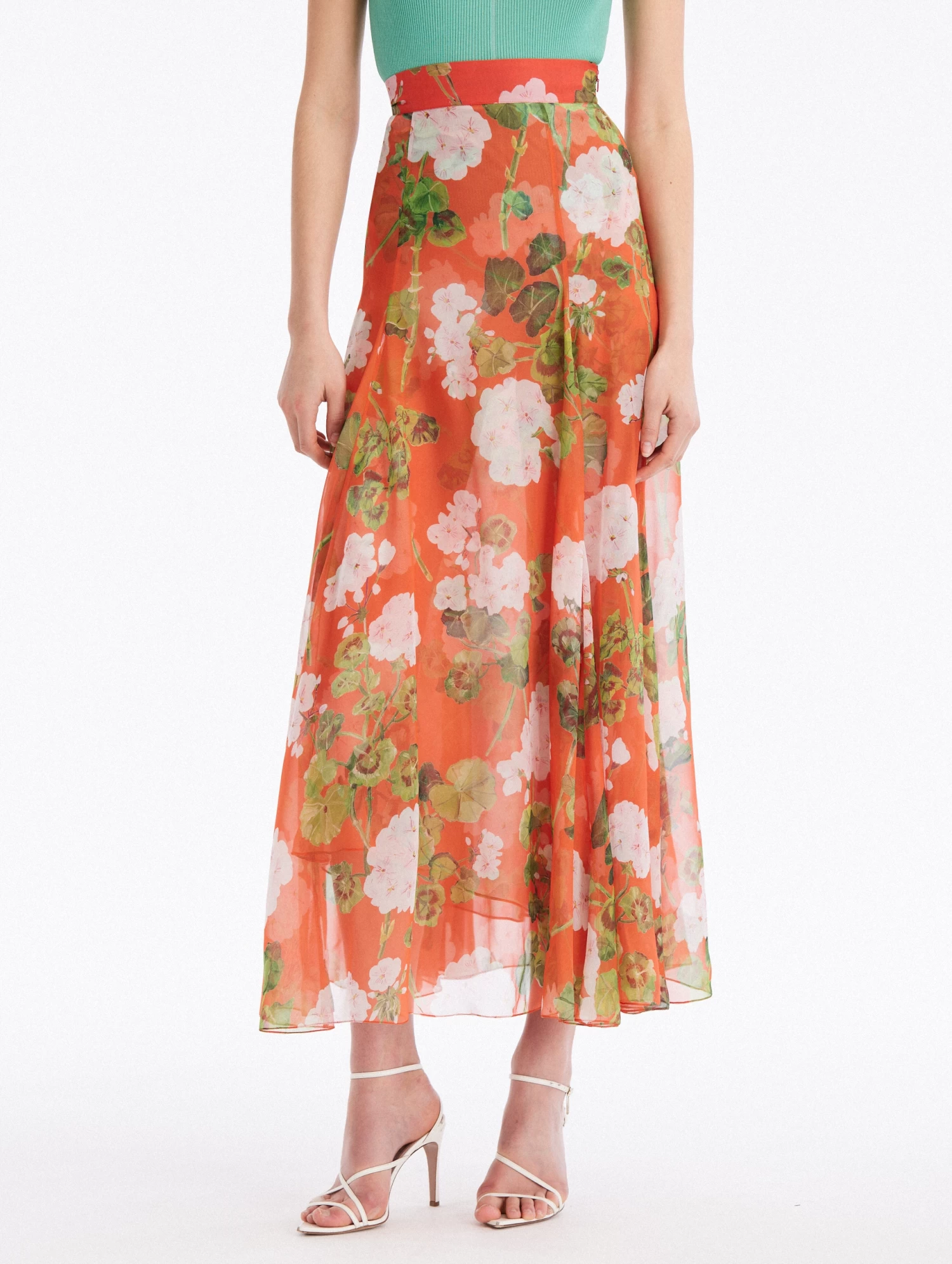 Geranium Silk Chiffon Maxi Skirt 3 Geranium Silk Chiffon Maxi Skirt - Image 3