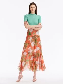 Geranium Silk Chiffon Maxi Skirt 7 Geranium Silk Chiffon Maxi Skirt -Odlr f24155 04 Z 23FN409GSH WHS 1920x2551 1