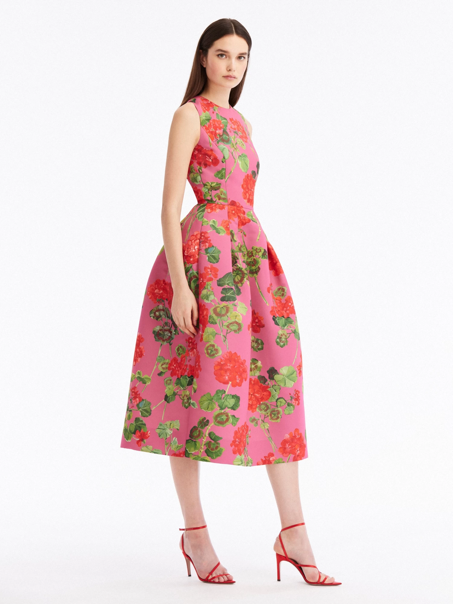 Geranium Faille Midi Dress 1 Geranium Faille Midi Dress