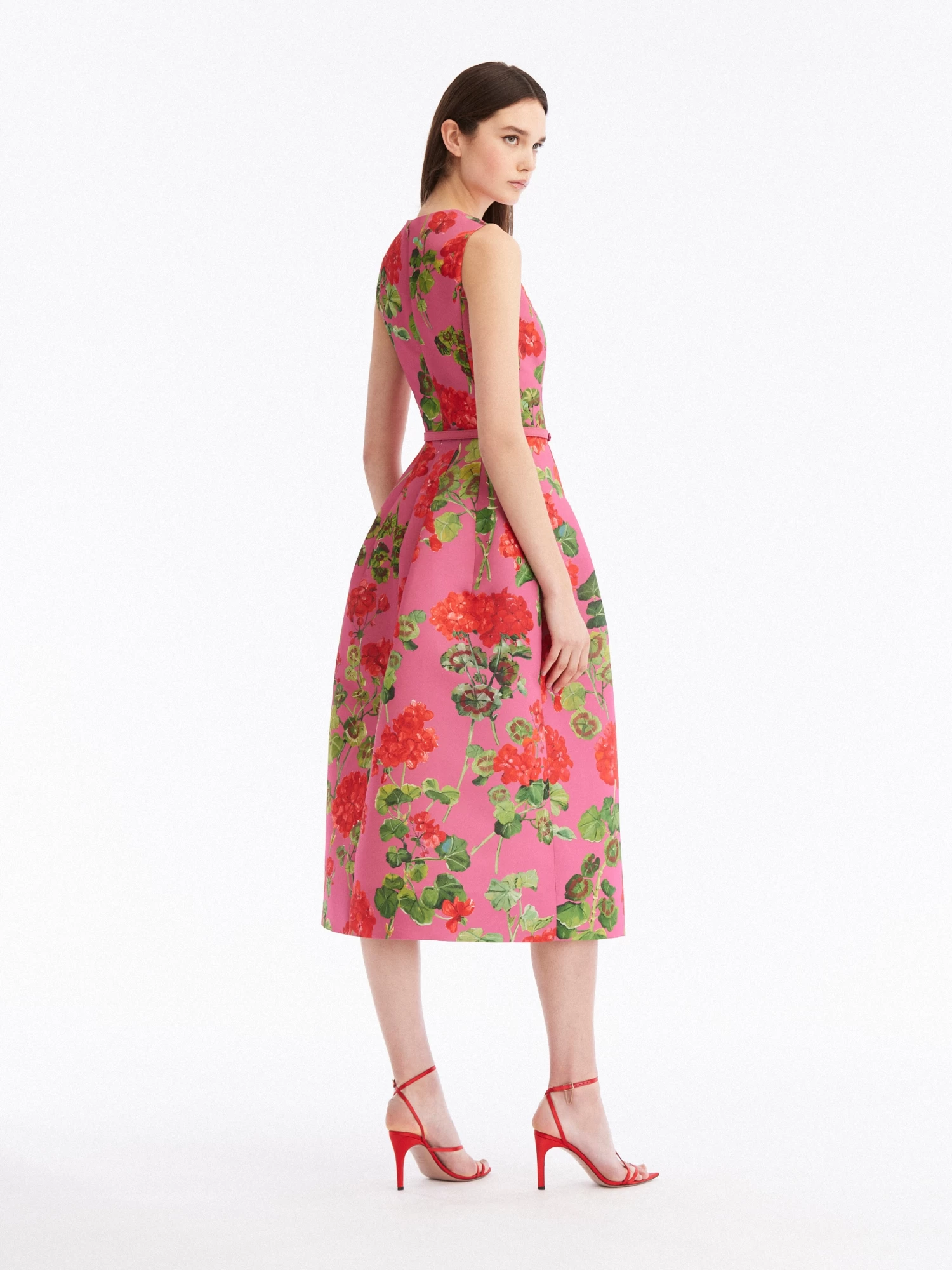 Geranium Faille Midi Dress 2 Geranium Faille Midi Dress - Image 2