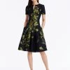 Split Neck Acorn Jacquard Dress
