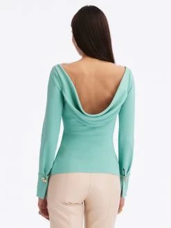 Button Detail Cowl Neck Blouse -Odlr f24169 03 Z 23FN7032HSG SGE 1920x2551 1