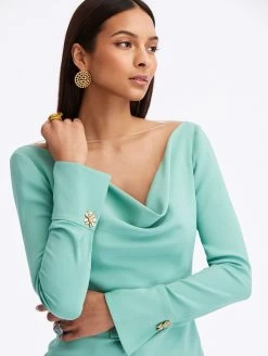 Button Detail Cowl Neck Blouse -Odlr f24169 04 Z 23FN7032HSG SGE 1920x2551 1