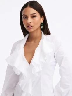 Ruffle Detail Cotton Blouse -Odlr f24170 04 Z 23FN709SRN WHT 1920x2551 1