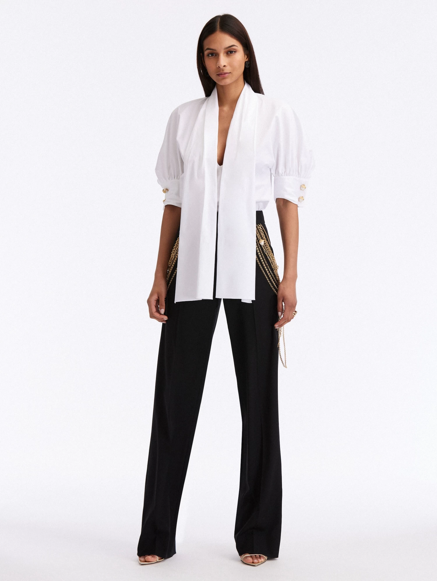 Tie-Neck Cotton Blouse 2 Tie-Neck Cotton Blouse - Image 2