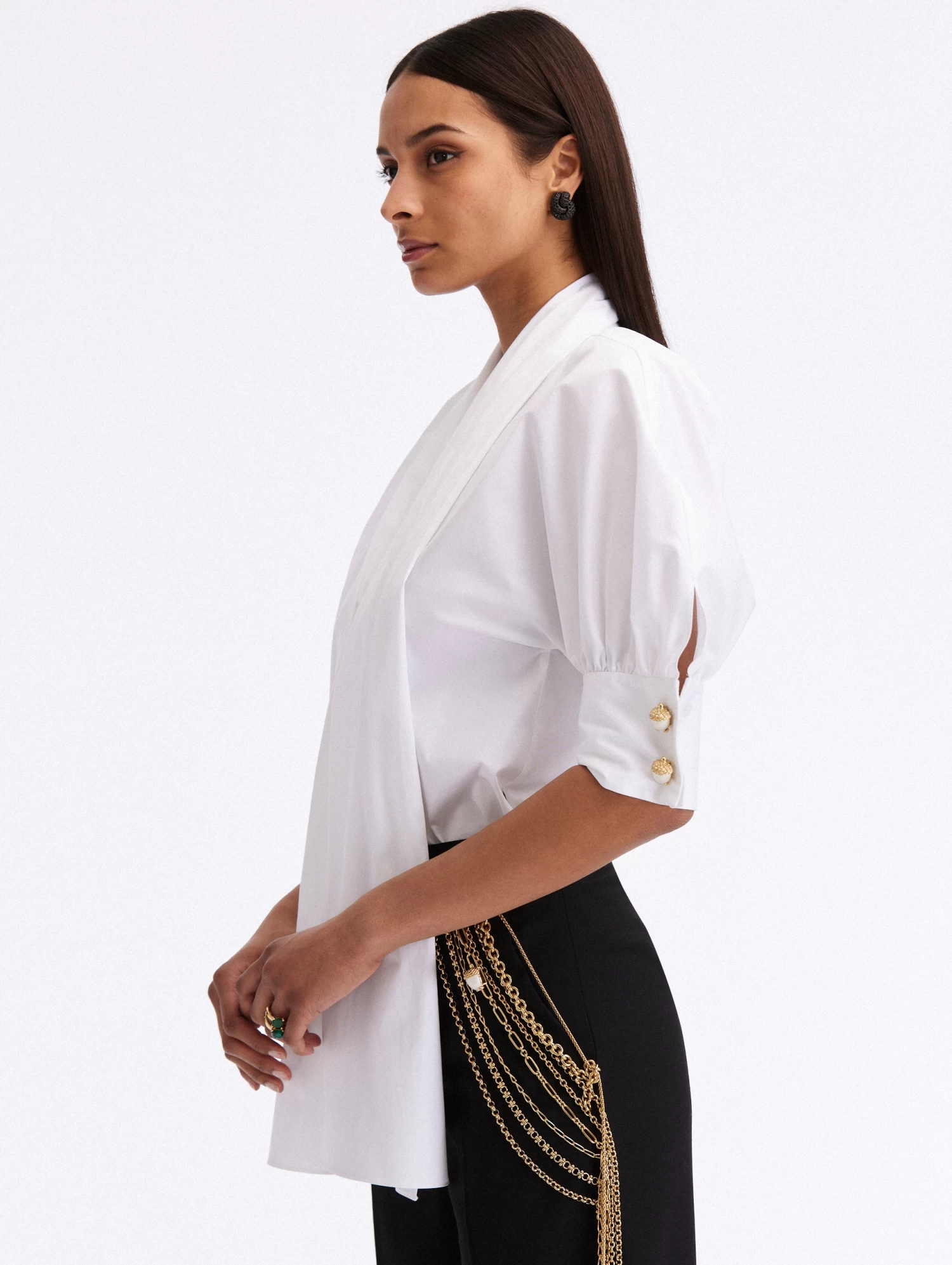 Tie-Neck Cotton Blouse 4 Tie-Neck Cotton Blouse - Image 4