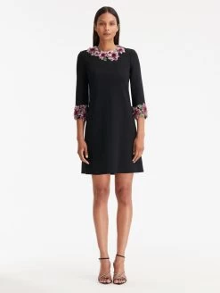 Crystal Embroidered Shift Dress