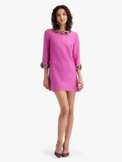 Crystal Dahlia Embroidered Shift Dress