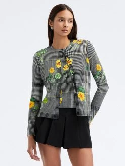 Nasturtium Plaid Printed Cardigan