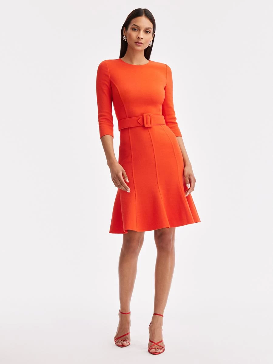 3/4 Sleeve Belted Midi Dress 1 3/4 Sleeve Belted Midi Dress