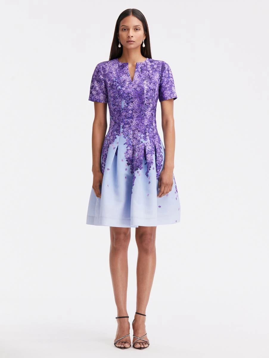 Split Neck Degradé Lilac Faille Dress 1 Split Neck Degradé Lilac Faille Dress