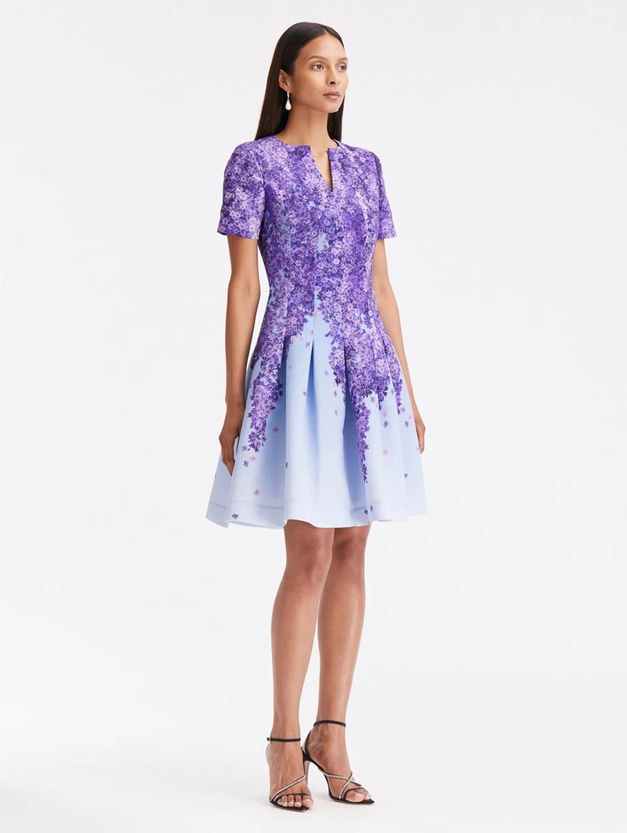 Split Neck Degradé Lilac Faille Dress 3 Split Neck Degradé Lilac Faille Dress - Image 3