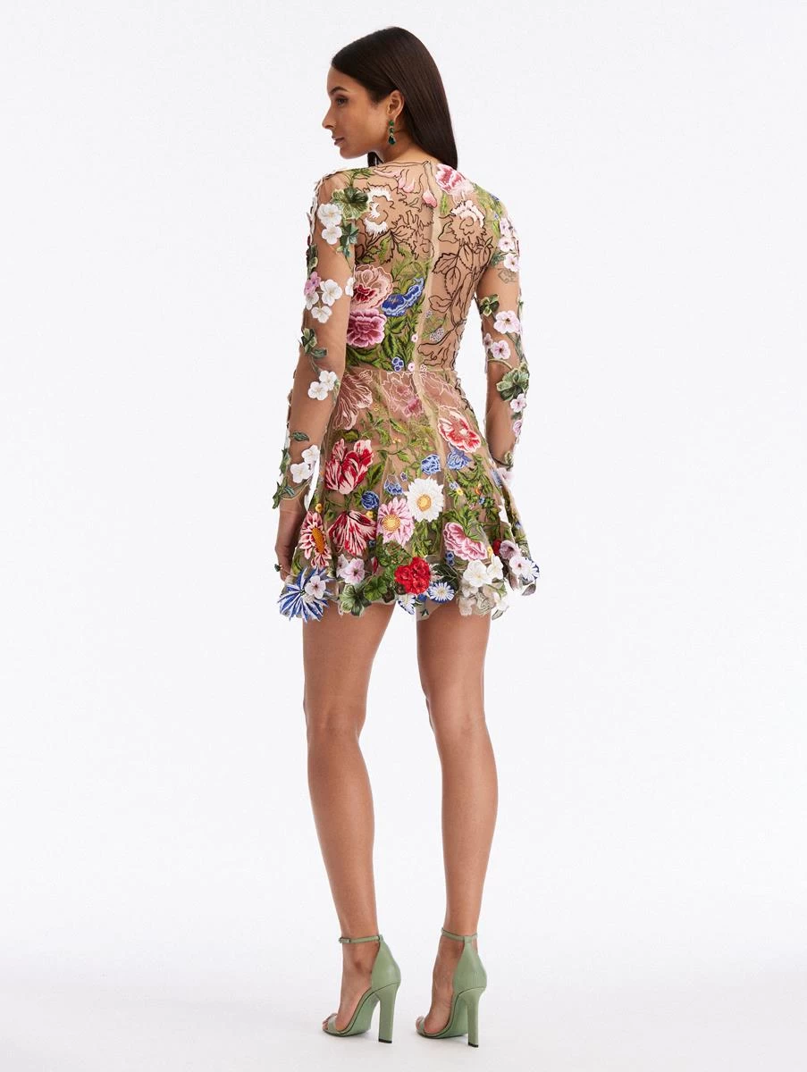 Sketched Floral Threadwork Mini Dress 2 Sketched Floral Threadwork Mini Dress - Image 2