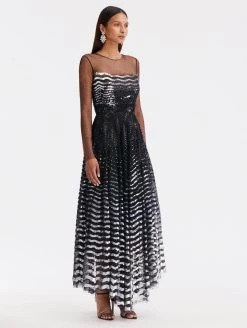 Illusion Neck Sequin Wave Dress -Odlr p23853 Z 06212023045122903x1200 1