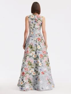 Sketched Floral Fil Coupé Gown -Odlr p24091 Z 06272023044529903x1200 1