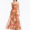 Geranium Silk Chiffon Gown