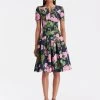 Split Neck Geranium Faille Dress