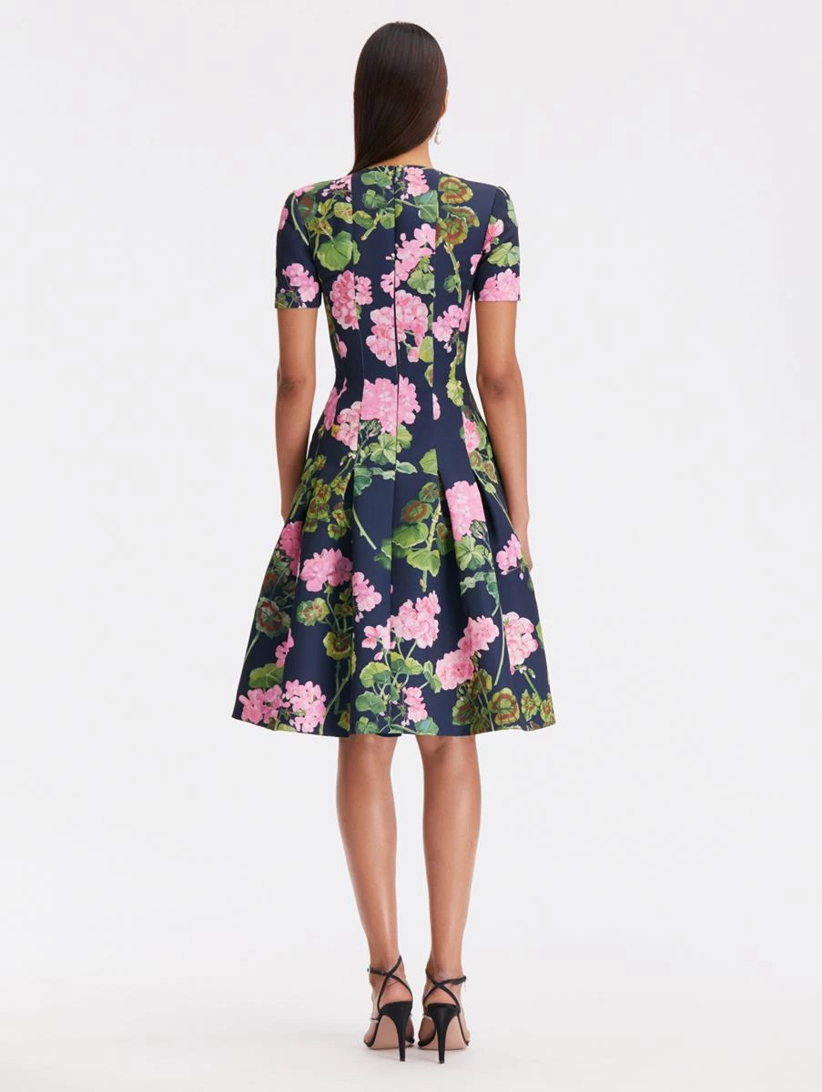Split Neck Geranium Faille Dress 2 Split Neck Geranium Faille Dress - Image 2