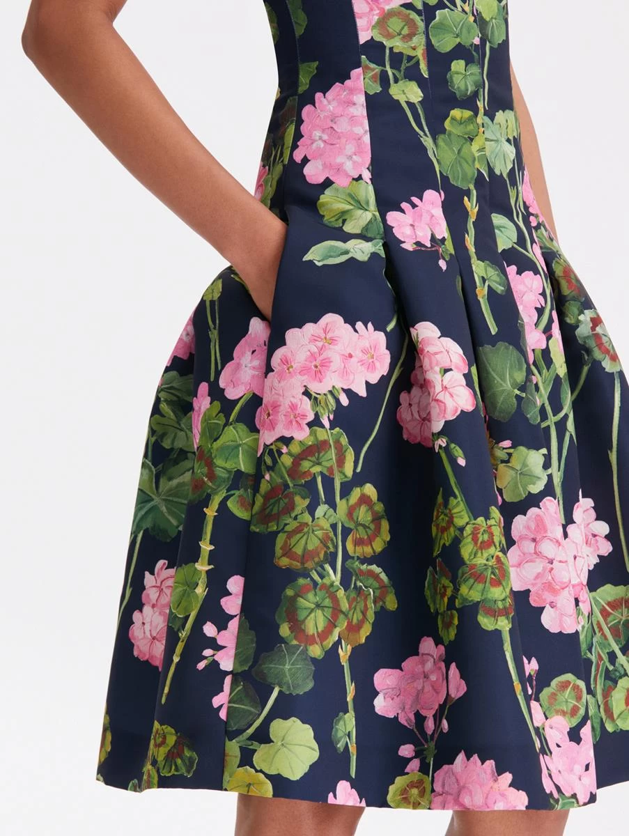 Split Neck Geranium Faille Dress 4 Split Neck Geranium Faille Dress - Image 4